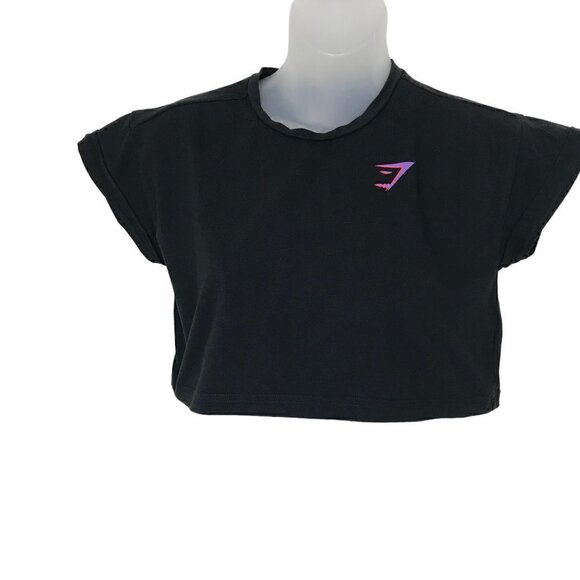 Gymshark Black Cropped Work Out Top Size XS - Picture 3 of 7